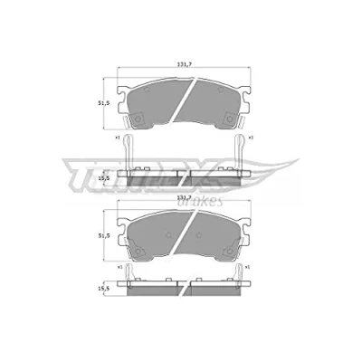 Afbeelding van TOMEX brakes TX 11 02 Remblokkenset Vooras Met akoestische slijtagewaarschuwing MAZDA: 323 F 6, 626 V Hatchback, Premacy, FORD USA: PROBE 2