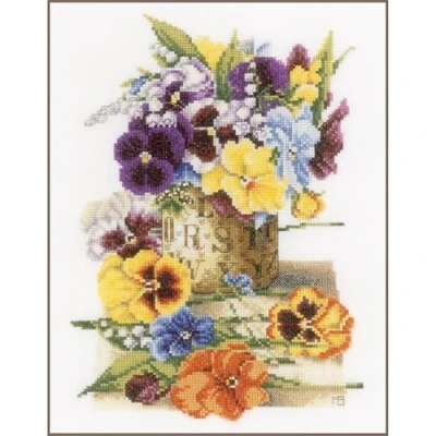Afbeelding van Telpakket kit Pot met viooltjes Lanarte PN 0154463