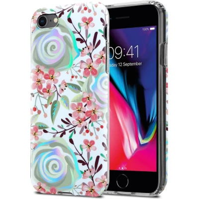 Afbeelding van Cadorabo Hoesje geschikt voor Apple iPhone 7 / 7S 8 SE 2020 in PERZIK BLOESEMS Beschermhoes gemaakt van TPU siliconen Case Cover met bloemenmotief