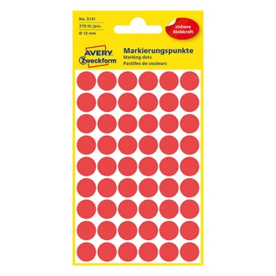 Image de Etiquette Avery Zweckform 3141 rond 12mm rouge 270 pcs