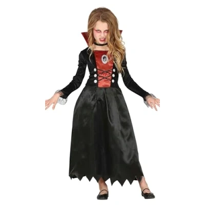 Afbeelding van Guirca Vampier &amp; Dracula Kostuum Bloeddrinkende Hertogin Roodbloed Meisje Zwart 3 4 jaar Halloween Verkleedkleding