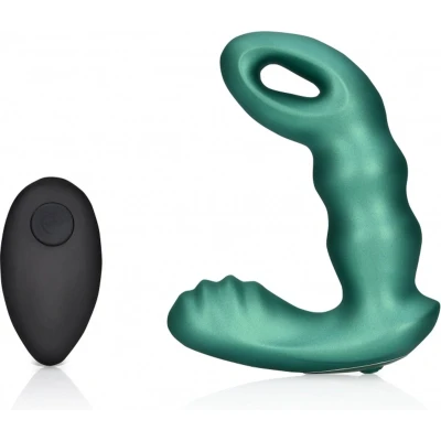 Afbeelding van Shots Ouch! OU907MGR Beaded Vibrating Prostate Massager with Remote Control Metallic Green