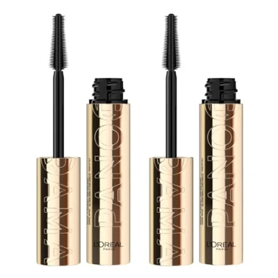 Afbeelding van L&#039;Oréal Paris Panorama Volumegevende Mascara, kleur zwart, met Stretchflex Complex, vergroot effect, zonder klonten, geschikt voor gevoelige ogen, 2 mascara&#039;s
