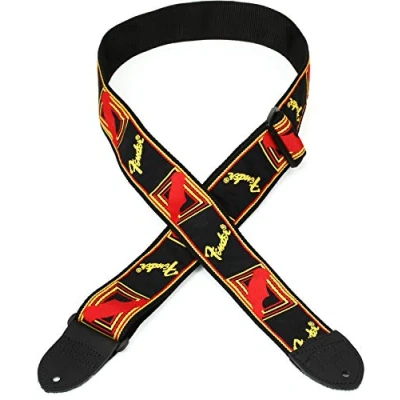 Afbeelding van Fender Monogram, zwart/geel/rood 2 Gitaarband