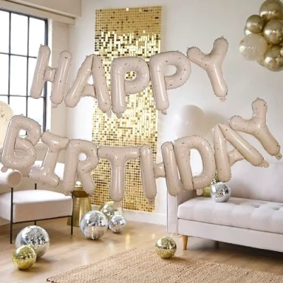 Afbeelding van Ginger Ray Folieballonnen nude en gold happy birthday