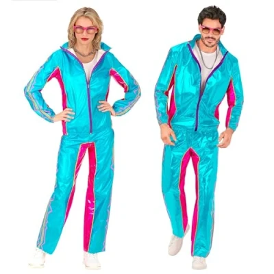 Afbeelding van Widmann Grappig &amp; Fout Kostuum Rave Op Soundwaves Retro Trainingspak Blauw Medium Carnavalskleding Verkleedkleding