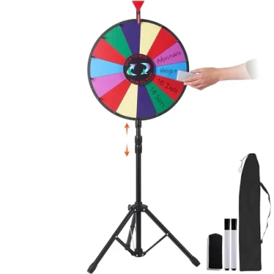 Afbeelding van VEVOR Rollenset met wieldiameter 45 cm Fortuin wiel aantal sleuven 14 geluksroulette voor volwassenen verstelbaar statief feest enz.