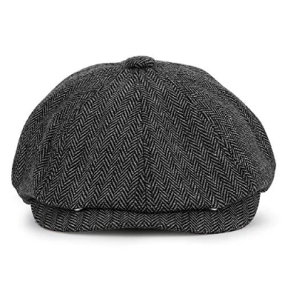 Afbeelding van KeepSa Newsboy Baker Boy Cap, platte pet, 8 panelen visgraat Ierse pet voor dames en heren, grijs.