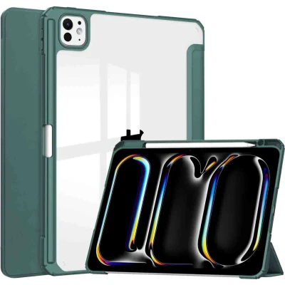 Afbeelding van iMoshion Tablet Hoes Geschikt voor iPad Pro 13 (2024) M4 Trifold Hardcase Bookcase Groen