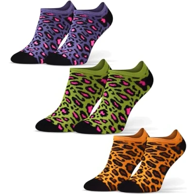 Afbeelding van Sesto Senso Kleurrijke Korte Sokken Grappige Katoen Enkelsokken Dames Heren 1 3 Paar Funny Socks, Jachtluipaard Kattenvlekken, 39 42 EU