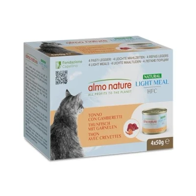 Afbeelding van 4x 50g Almo Nature HFC Natural Light Tonijn &amp; Garnalen Natvoer Katten