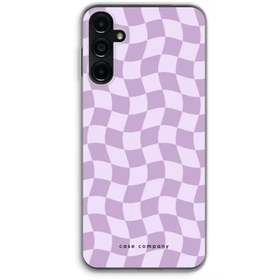 Afbeelding van Case Company® hoesje geschikt voor Samsung Galaxy A14 Grid Paars Soft Cover Telefoonhoesje Bescherming aan alle Kanten en Schermrand