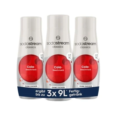 Afbeelding van SodaStream Sirop 3 x cola sans sucre, 1 bouteille donne 9 litres de boisson prête à l&#039;emploi, préparé en quelques secondes et toujours frais, 440 ml