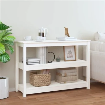 Afbeelding van vidaXL Wandtafel 110x40x74 cm massief grenenhout wit