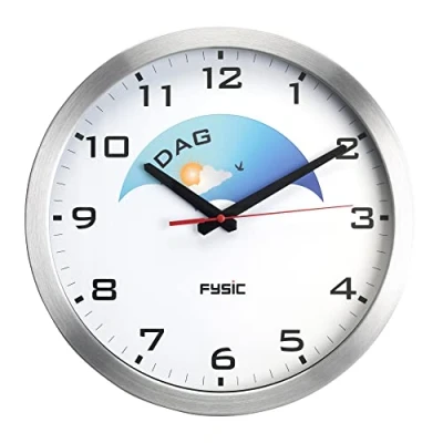 Afbeelding van Fysic FK150 Analoge dementieklok, aluminium White Black
