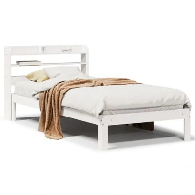 Image de vidaXL Cadre de lit avec tête blanc 75x190cm bois pin massif