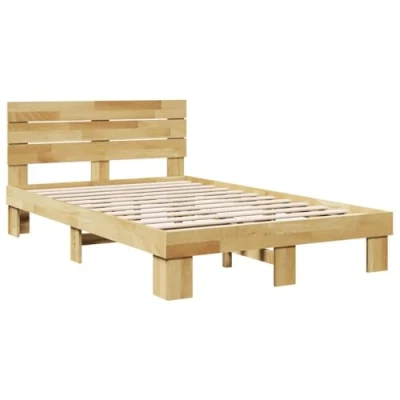Afbeelding van vidaXL Bedframe hoofdeinde zonder matras 120x190 cm massief hout eiken