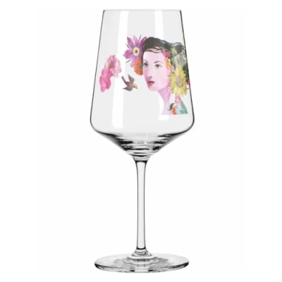 Afbeelding van aperitiefglas 500 ml Serie Sommerdauw motief nr. 7 met Nixe &amp; Bloemen Made in Germany