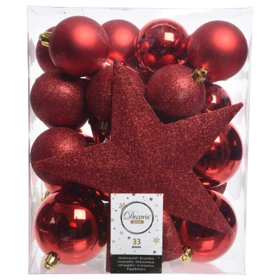 Afbeelding van Kerstboomversiering Mix 33 st. Kerstrood Decoris