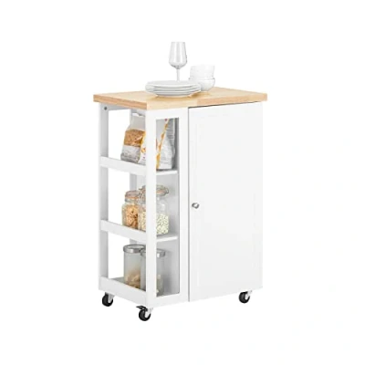 Afbeelding van SoBuy FKW75 WN serveerwagen keukenwagen rolwagen roltafel opbergkast voor keuken en woonkamer 60 x 40 90 cm (l d h)