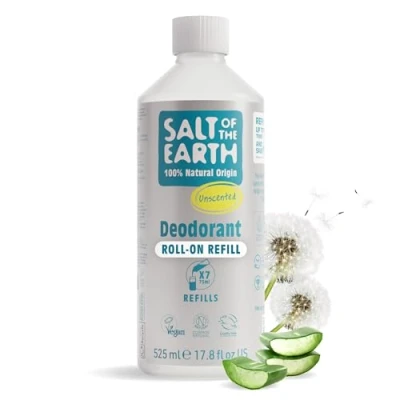 Afbeelding van Salt of the Earth Veganistische geurvrije natuurlijke deodorant navulverpakking, langdurige bescherming, goedgekeurd door springend konijn gemaakt in het VK 525 ml