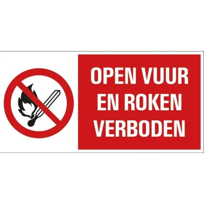 Afbeelding van Pickup Combi bord (Kunststof) Open Vuur en Roken Verboden 150 x 300 MM