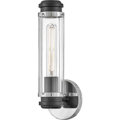 Afbeelding van Hinkley LED Wandlamp Masthead 1X E27 Max 40W IP44 Dimbaar Polished Chrome &amp; Black
