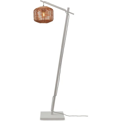 Afbeelding van GOOD&amp;MOJO Vloerlamp Tanami Bamboe Wit/Rotan 55x30x150cm Bruin