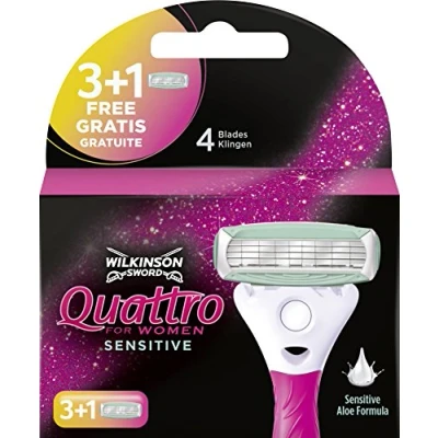 Afbeelding van 3x Wilkinson Quattro Sensitive Vrouwen Navulmesjes 4 stuks