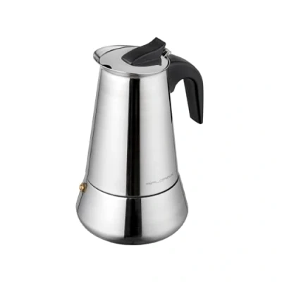Afbeelding van FLORINA Italiaans koffiezetapparaat van roestvrij staal (450 ml), 9 kopjes, Linda koffiezetapparaat, met voorgevormde handgreep, geschikt voor alle