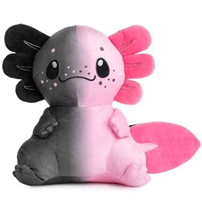 Afbeelding van corimori Axolotl Pluche dier Grijs, Roze 25 cm, Schattig Knuffeldier, Harlekijn