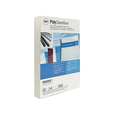 Image de GBC PolyClearView A4 (210 x 297 mm) 800 microns transparent 50 unités couverture à reliure polypropylène