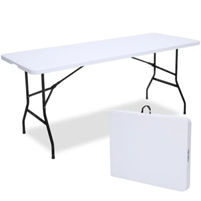 Afbeelding van Infinity Goods Inklapbare Tafel Vouwtafel 180 x 70 74 cm Campingtafel Tuintafel Draagbaar Wit
