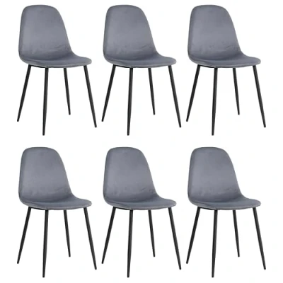 Afbeelding van Lina® Napoli Eetkamerstoelen Grijs Set van 6 Velvet