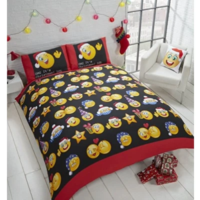 Afbeelding van Kerst dekbedovertrek eenpersoons Emoji Christmas Icons 1 kussensloop