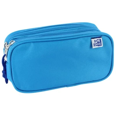 Afbeelding van Oxford, Schooltas met 3 vakken, elastiek en ritssluitingen, kleur turquoise blauw