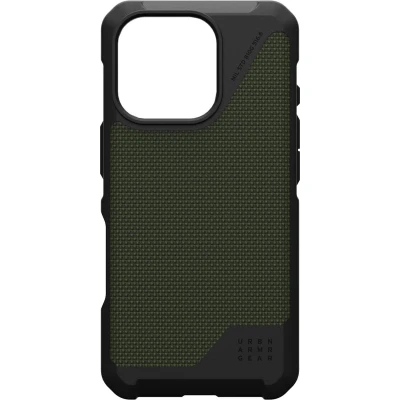 Afbeelding van Urban Armor Gear Metropolis LT Hoesje Geschikt voor Apple iPhone 16 Pro Compatibel met MagSafe Back Cover Kevlar Olive