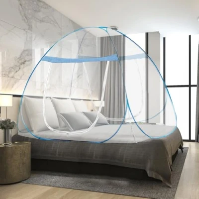 Afbeelding van mizikuu Vliegengaas voor bed, opvouwbaar, draagbaar, fijnmazig, grote dubbele deur, slaapkamer, outdoor, camping, 180 x 200 150 cm