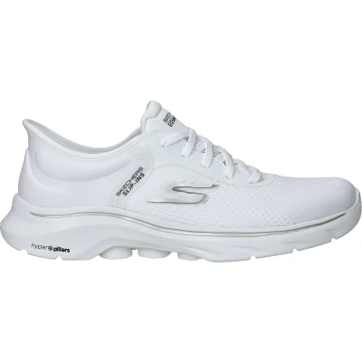 Afbeelding van Skechers Performance GO WALK 7 LACE UP Sportieve wandelschoenen, Dames, Maat: 39, White textile black trim Textiel/ synthetisch