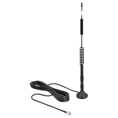Afbeelding van LTE antenne SMA plug 5 DBI Vaste omnidirectioneel met magnetische basis en verbindingskabel RG 174 3 M Outdoor Black