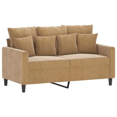 Image de vidaXL Canapé à 2 places Marron 120 cm Velours359300