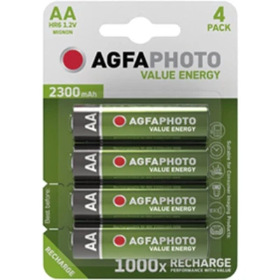 Afbeelding van Agfaphoto Batterij NiMH, Mignon, AA, HR06, 1.2V/2300mAh Value Energy, Retail blisterverpakking (4 pa