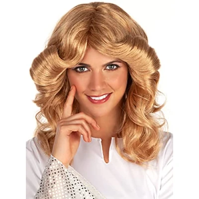 Afbeelding van FUNIDELIA Jaren 70 Blonde Pruik voor Vrouwen Disco Geel