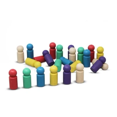Afbeelding van Wissner jumbo speelfiguren houten pegdolls gekleurd fantasie poppetjes educatief speelgoed montessori