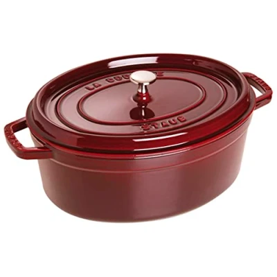 Afbeelding van Staub Gietijzeren braadpan, ovaal, 33 cm, 6,7 l, grenadine