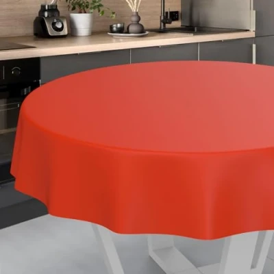 Afbeelding van Afwasbaar tafelzeil, tuintafelkleed, voor binnen en buiten, rond, 120 cm, met afgesneden rand, rood