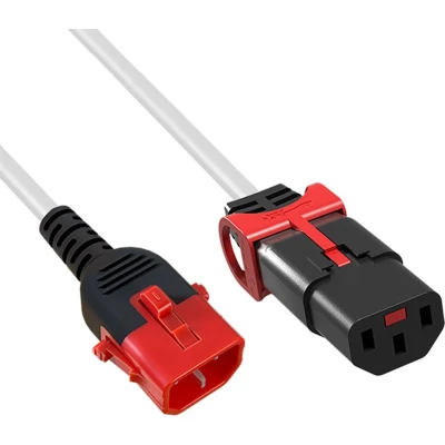 Afbeelding van C13 (met IEC Lock) C14 stroomkabel voor UPS/PDU 3x 1.00mm / wit 1 meter