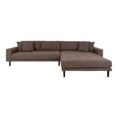 Afbeelding van Hioshop Lido bank , loungebank rechts gericht met 4 kussens bruin.