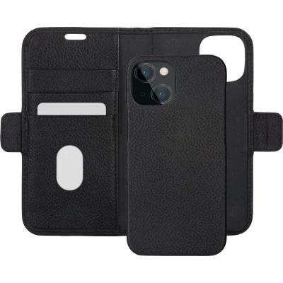 Afbeelding van iPhone 13 Bookcase hoesje dbramante1928 Effen Zwart Leer