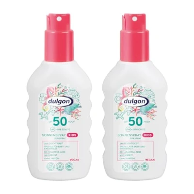 Afbeelding van dulgon 2 x SPF 50 zonnebrandcrème voor kinderen, 200 ml, octocryleenvrije zonnebrandcrème, bescherming tegen UVA en UVB stralen, zonnecrème waterdicht, geurvrij,